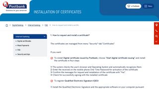 
                            5. How to request and install a certificate? | Postbank