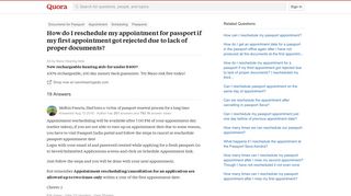 
                            7. How to reschedule my appointment for passport if my first ...