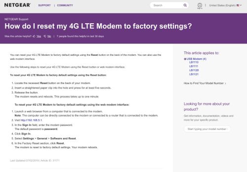 
                            7. How to reset 4G LTE Modem to factory settings | Answer | NETGEAR ...