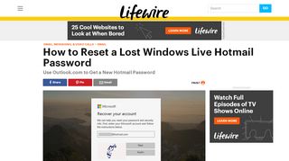 
                            9. How to Reset a Forgotten Windows Live Hotmail Password - Lifewire