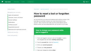 
                            4. How to reset a lost or forgotten password - Twitter support
