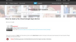 
                            6. How to reset a My Cloud (single bay) device | WD Support