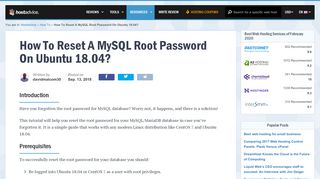 
                            5. How To Reset A MySQL Root Password On Ubuntu 18.04? | HostAdvice