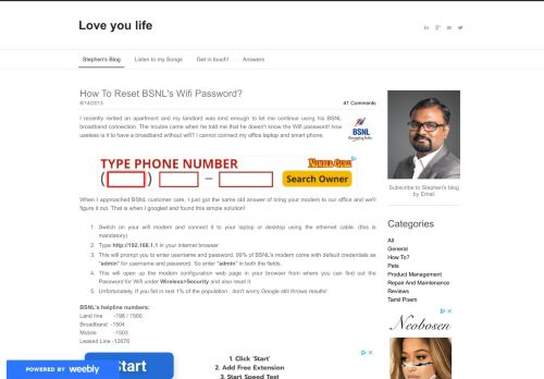 
                            10. How to reset BSNL's Wifi Password? - Stephen's Blog