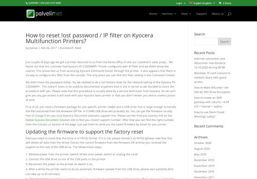 
                            3. How to reset lost password / IP filter on Kyocera Multifunction Printers ...