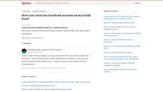 
                            12. How to reset my Facebook account on my 8 Ball Pool - Quora