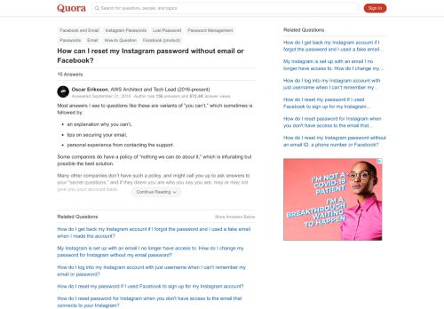 
                            10. How to reset my Instagram password without email or Facebook - Quora