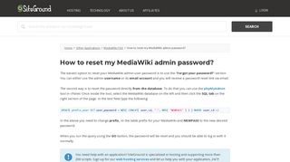 
                            9. How to reset my MediaWiki admin password? - SiteGround