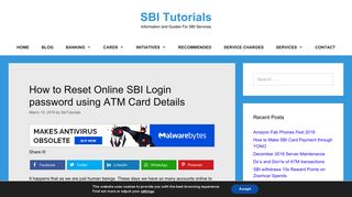 
                            8. How to Reset Online SBI Login password using ATM Card details