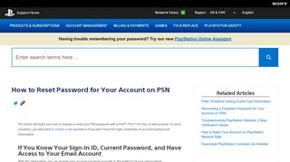 
                            3. How to Reset Password for Your Account on PSN - PlayStation Support