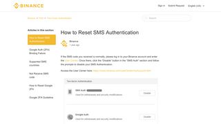 
                            8. How to Reset SMS Authentication – Binance