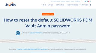 
                            1. How to reset the default SOLIDWORKS PDM Vault Admin password