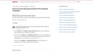 
                            11. How to reset the password for IIT Guwahati webmail - Quora