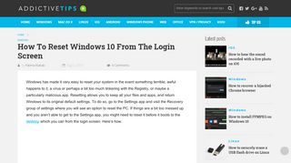 
                            13. How To Reset Windows 10 From The Login Screen - AddictiveTips