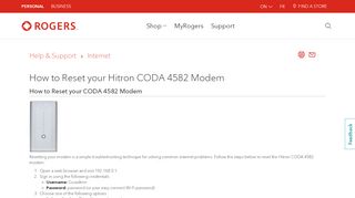 
                            1. How to Reset your Hitron CODA 4582 Modem - Rogers