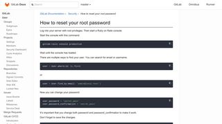 
                            1. How to reset your root password | GitLab