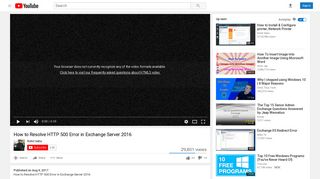 
                            10. How to Resolve HTTP 500 Error in Exchange Server 2016 - YouTube