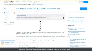 
                            1. How to resolve HTTP/1.1 400 Bad Request in curl php - Stack Overflow
