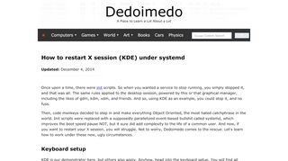 
                            1. How to restart X session (KDE) under systemd - Dedoimedo