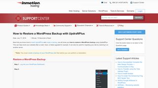 
                            8. How to Restore a WordPress Backup with UpdraftPlus | InMotion Hosting