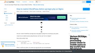 
                            7. How to restrict WordPress Admin wp-login.php on Nginx - Stack Overflow