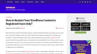 
                            13. How to Restrict Your WordPress Content to Registered Users Only ...