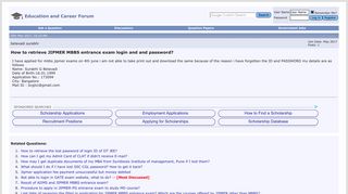 
                            8. How to retrieve JIPMER MBBS entrance exam login and and password ...