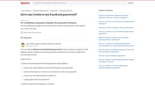 
                            7. How to retrieve my Facebook password - Quora