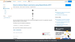 
                            6. How to retrieve Steam username using SteamWorks API? - Stack Overflow