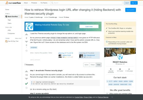 
                            7. How to retrieve Wordpress login URL after changing it (hiding ...