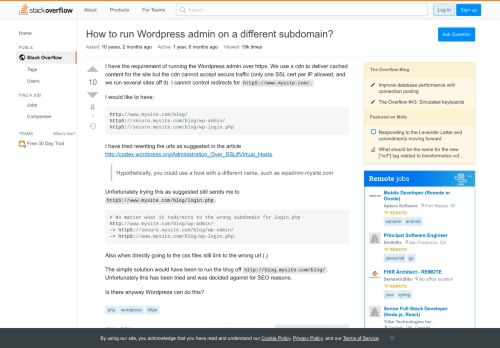 
                            2. How to run Wordpress admin on a different subdomain? - Stack Overflow