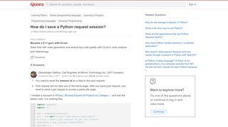 
                            11. How to save a Python request session - Quora