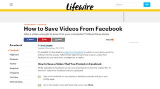 
                            11. How to Save Videos From Facebook - Lifewire