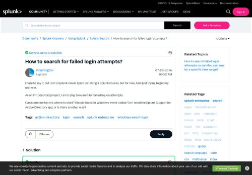 
                            4. How to search for failed login attempts? - Question | Splunk Answers