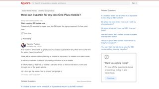 
                            12. How to search for my lost One Plus mobile - Quora