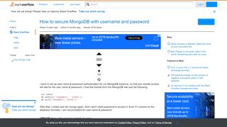 
                            3. How to secure MongoDB with username and password - Stack Overflow