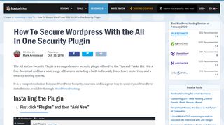 
                            12. How To Secure WordPress With the All In One Security Plugin ...