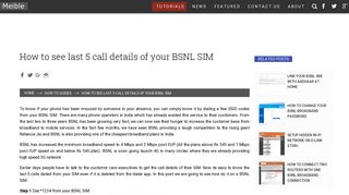 
                            12. How to see last 5 call details of your BSNL SIM | How to Guides | Meible