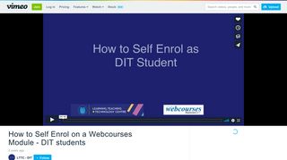 
                            11. How to Self Enrol on a Webcourses Module - DIT students on Vimeo