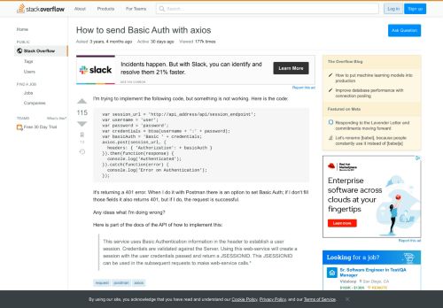 
                            8. How to send Basic Auth with axios - Stack Overflow