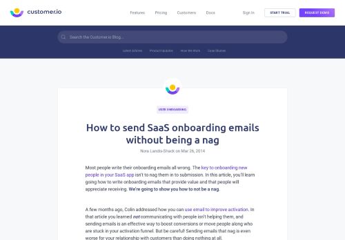 
                            6. How to send SaaS onboarding emails without being a nag - Customer.io