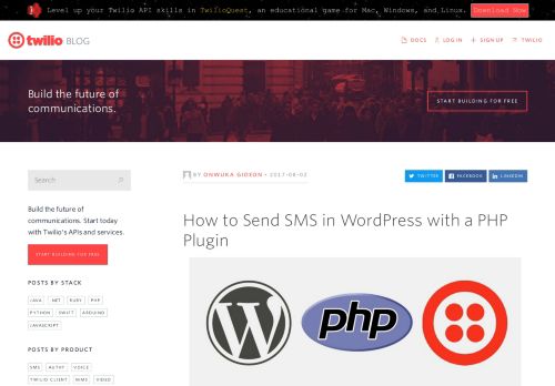 
                            8. How to Send SMS in WordPress with a PHP Plugin - Twilio