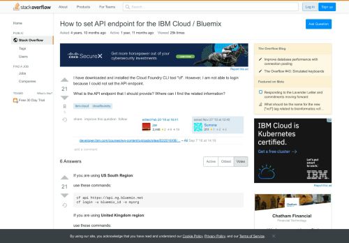 
                            11. How to set API endpoint for the IBM Cloud / Bluemix - Stack Overflow