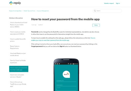 
                            11. How to set my mobile app password? – Repsly Knowledge ...