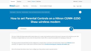 
                            11. How to set Parental Controls on a Hitron CGNM-2... | Shaw Support