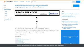 
                            2. How to set security on Login Page in asp.net - Stack Overflow