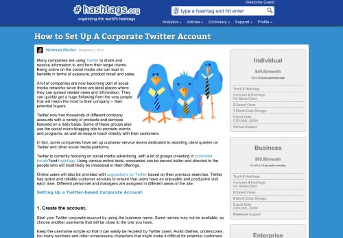 
                            10. How to Set Up A Corporate Twitter Account - Hashtags.org