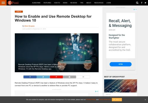 
                            10. How to Set Up and Use Remote Desktop for Windows 10 - groovyPost