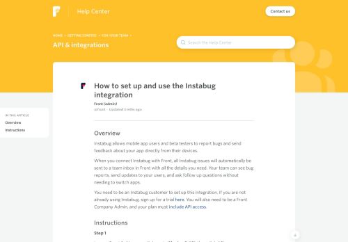 
                            10. How to set up and use the Instabug integration - API & integrations ...