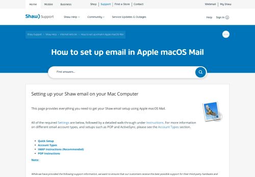 
                            1. How to set up email in Apple macOS Mail | Shaw Support